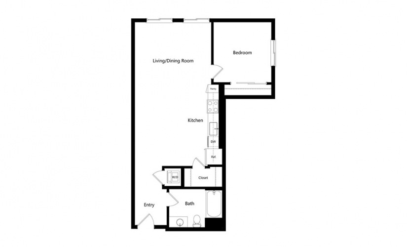 A3 - 1 bedroom floorplan layout with 1 bath and 815 square feet.