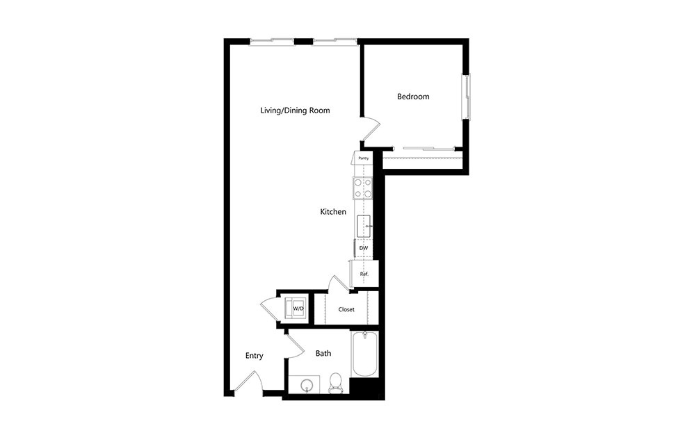 A3 - 1 bedroom floorplan layout with 1 bath and 815 square feet. (Preview)