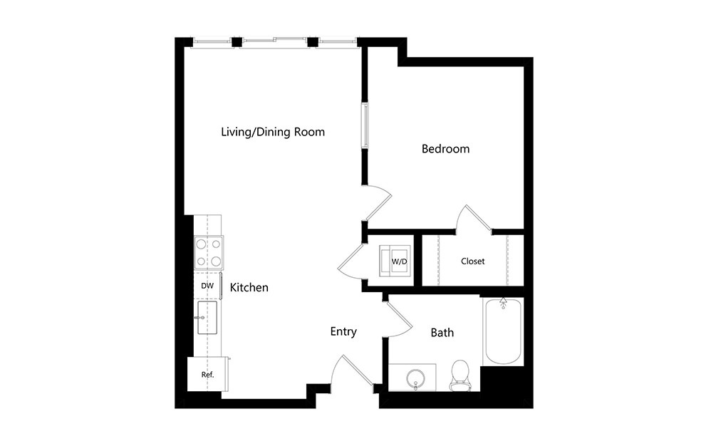 A4  - 1 bedroom floorplan layout with 1 bath and 667 square feet. (Preview)