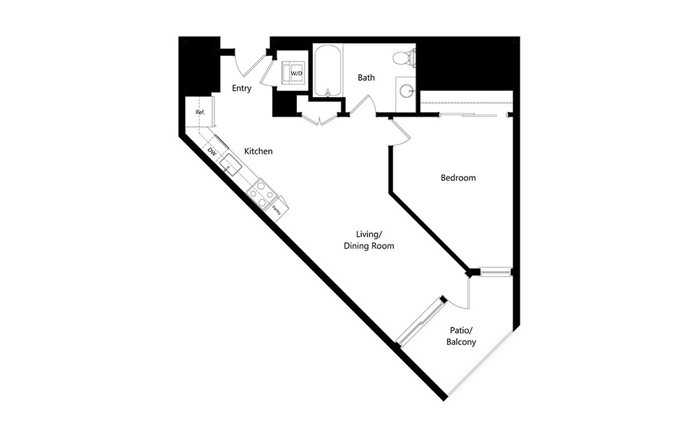 A5  - 1 bedroom floorplan layout with 1 bath and 698 square feet. (Preview)