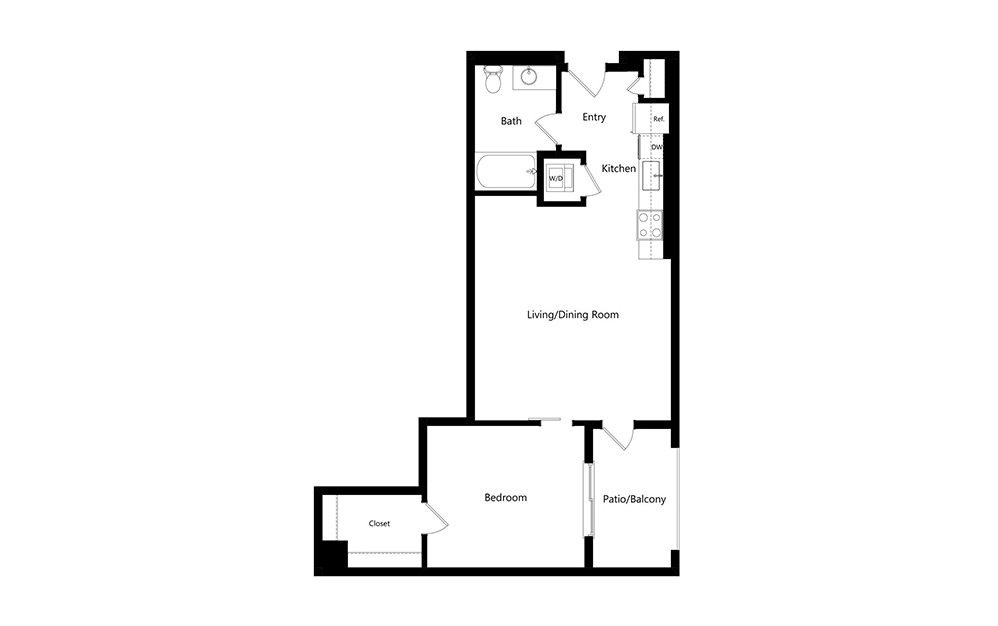 A6  - 1 bedroom floorplan layout with 1 bath and 770 square feet. (Preview)