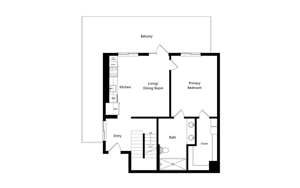 B11-PH - 2 bedroom floorplan layout with 2 baths and 1327 square feet. (Floor 1)