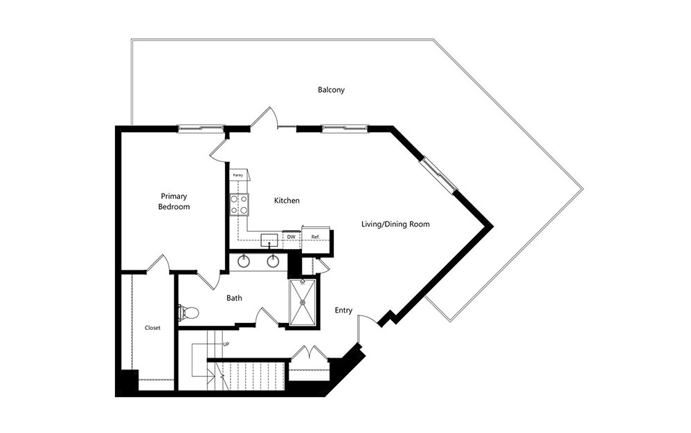 B12-PH - 2 bedroom floorplan layout with 2 baths and 1733 square feet. (Floor 1)