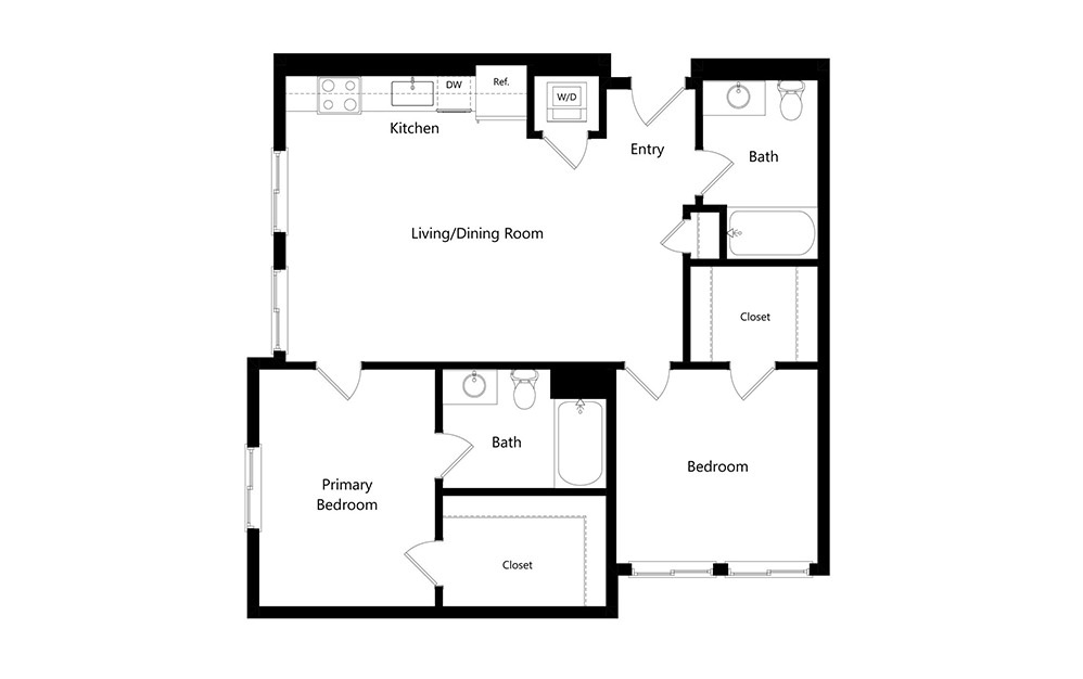 B4  - 2 bedroom floorplan layout with 2 baths and 1004 square feet. (Preview)