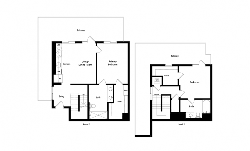 B11-PH - 2 bedroom floorplan layout with 2 baths and 1327 square feet.