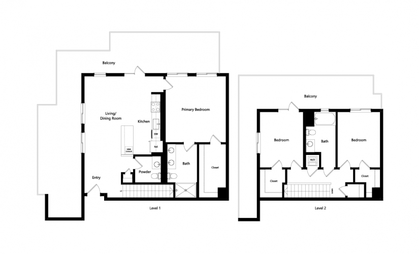 C1-PH  - 3 bedroom floorplan layout with 2.5 baths and 1661 square feet. (Preview)