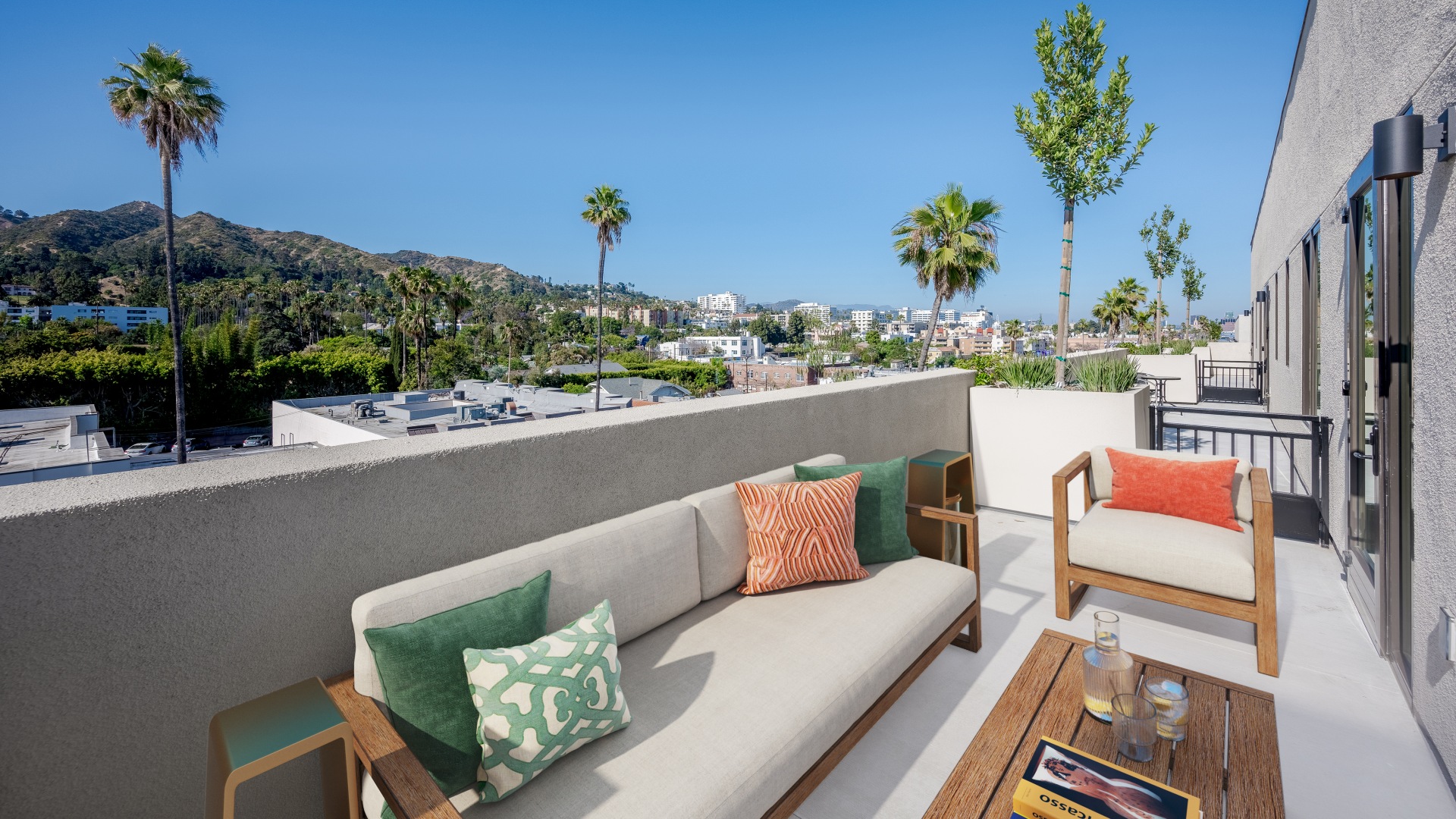Balcony with views of Hollywood Hills